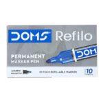 DOMS Permanent Marker Pen Chisel Tip Blue Colour pack of 12 piece