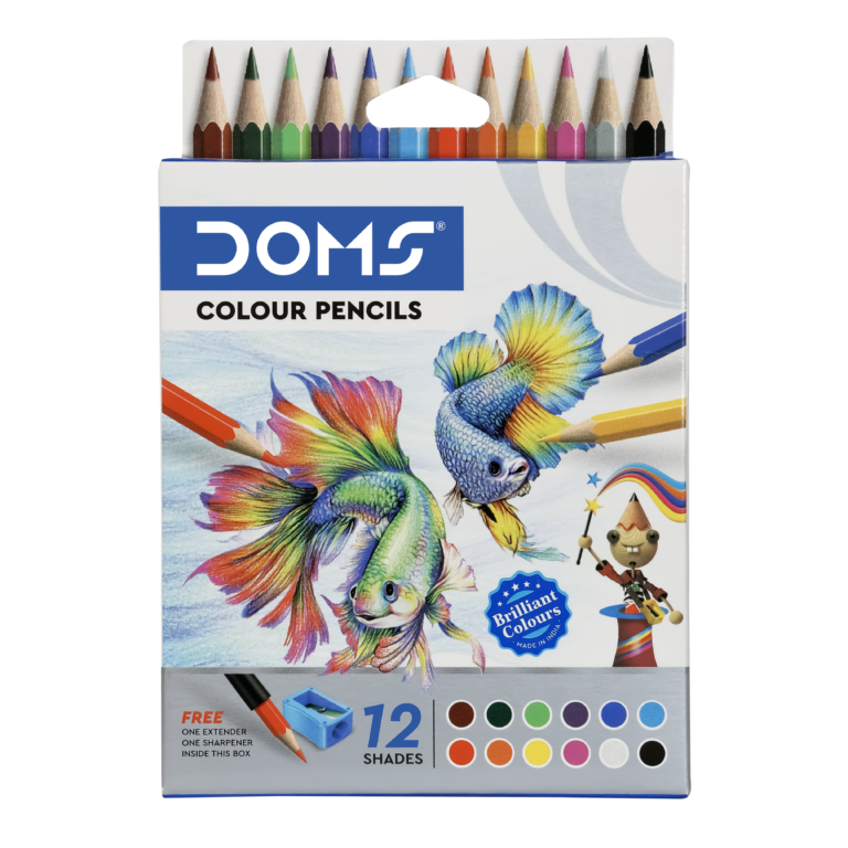 DOMS Half Size Extra Small tin Colour Pencil set of 12 pieces