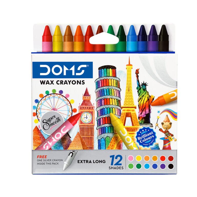 DOMS Extra Long Wax Crayons Set of 12 Shades