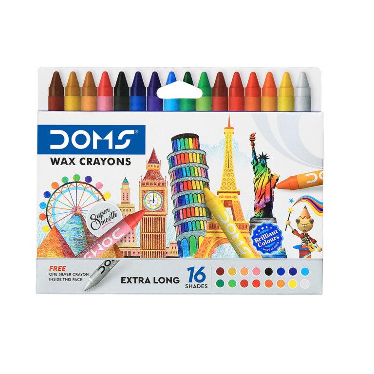 DOMS Extra Long Wax Crayons Set of 16 Shades