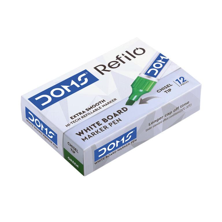 DOMS White Board Marker Pen Chisel Tip Green Colour pack of 12 piece