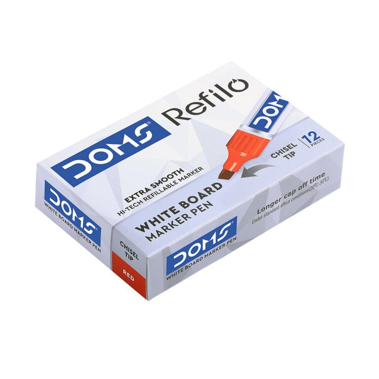 DOMS White Board Marker Pen Chisel Tip Red Colour Pack of 12 Pieces