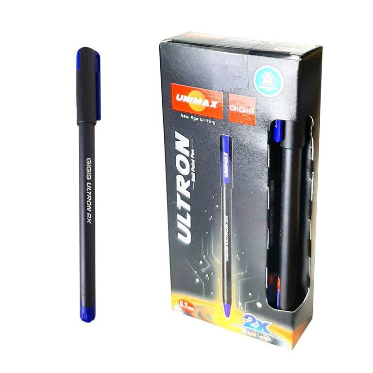 UNIMAX 12-Piece ULTRON 2X 0.7mm Ball Point Pen Set,Blue