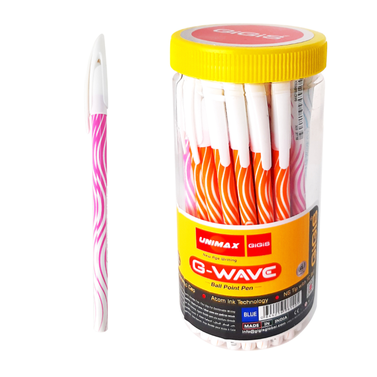 UNIMAX 40-Piece G-WAVE 0.7mm Ball Point Pen Jar,Blue