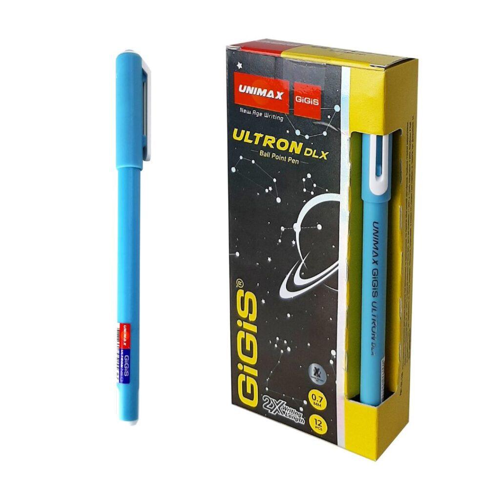 UNIMAX 12-Piece ULTRON DLX 0.7mm Ball Point Pen Set,Blue