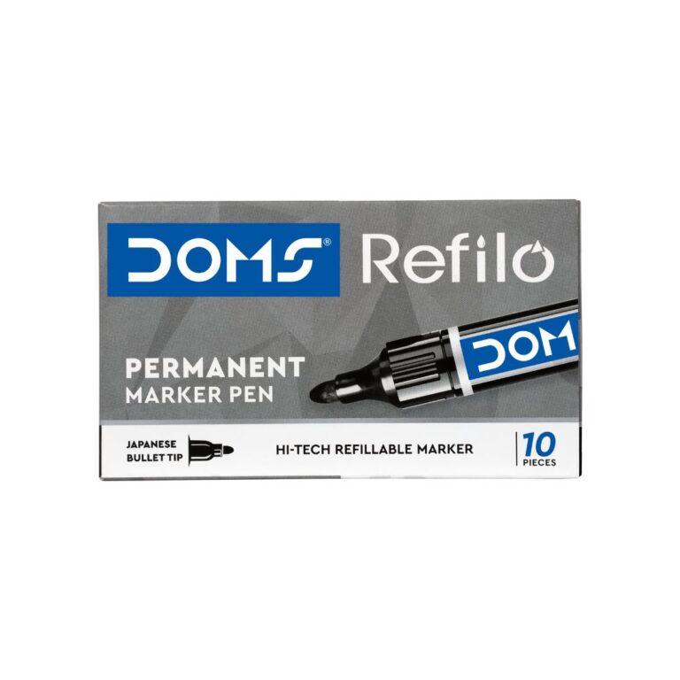 DOMS Permanent Marker Pen Chisel Tip Black Color pack of 12 piece