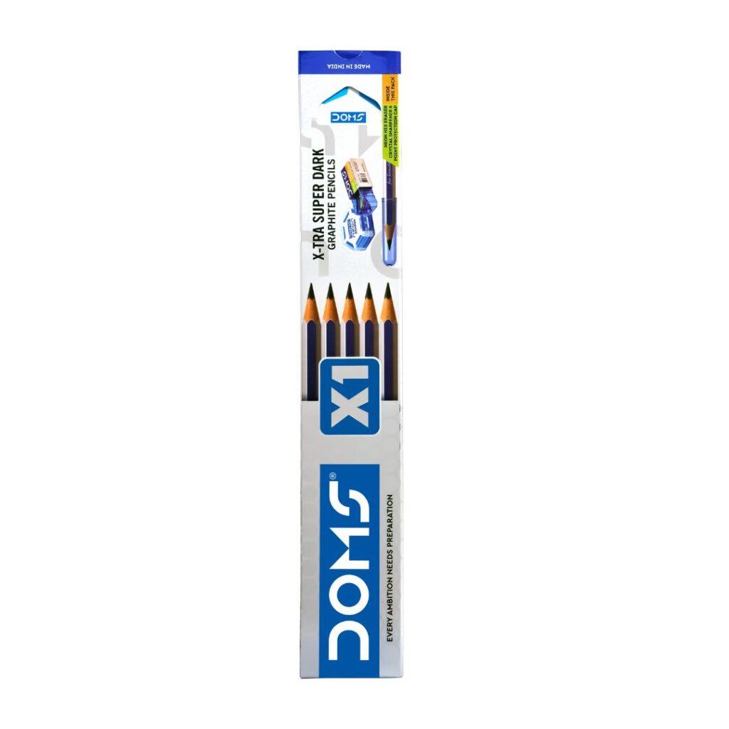 DOMS X1 RT X1-TRA Super Dark Graphite 12 Piece Pencil set with Crystal Sharpner