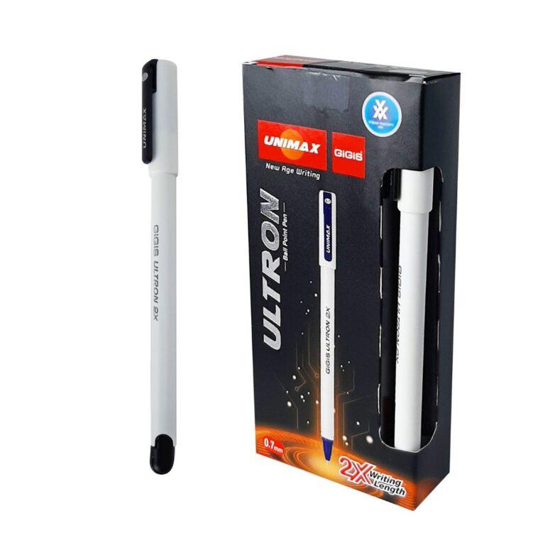UNIMAX 12-Piece ULTRON 2X 0.7mm Ball Point Pen Set,Black