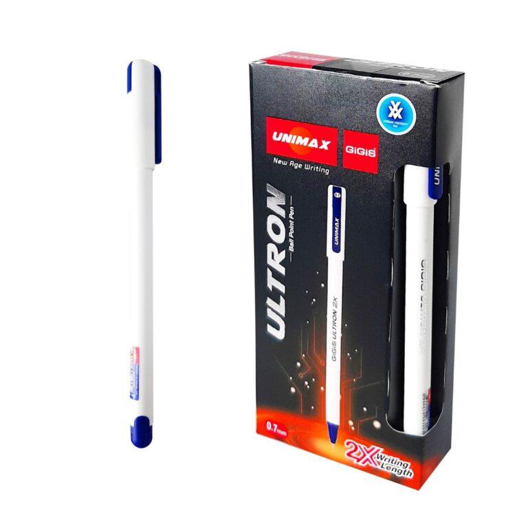 UNIMAX 12-Piece ULTRON 2X 0.7mm Ball Point Pen Set,Blue
