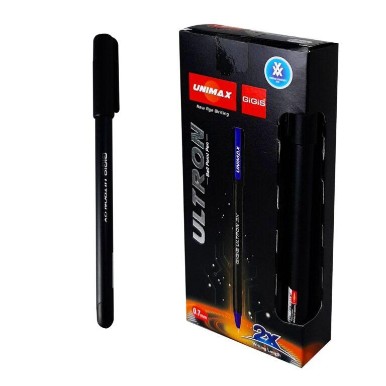 UNIMAX 12-Piece ULTRON 2X 0.7mm Ball Point Pen Set,Black
