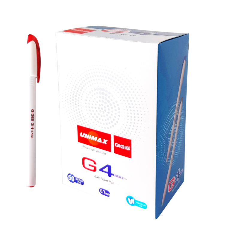 UNIMAX 50-Piece G4 0.7mm Ball Point Pen Set,Red