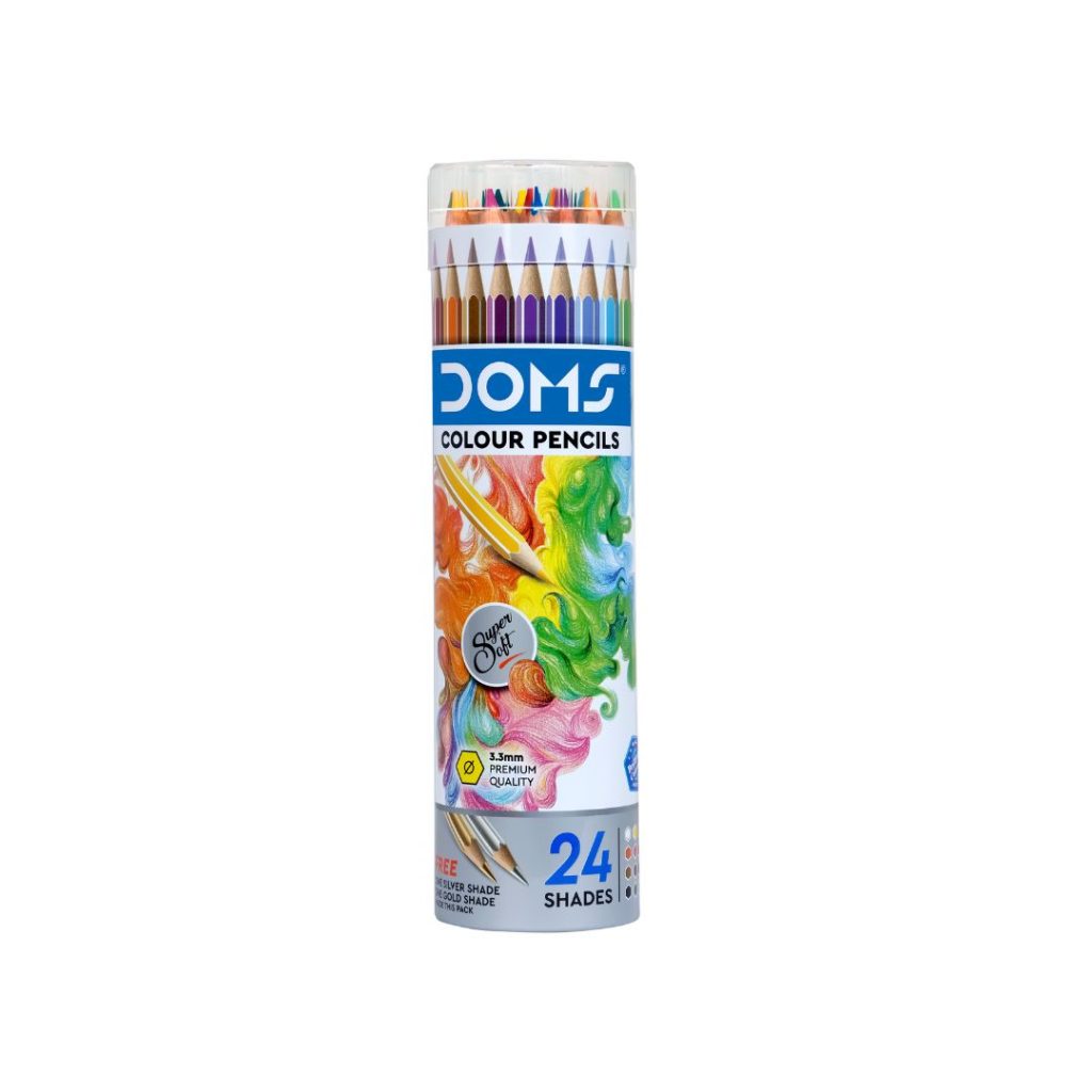 DOMS Wooden Colors Round Tin 24 Shades Set