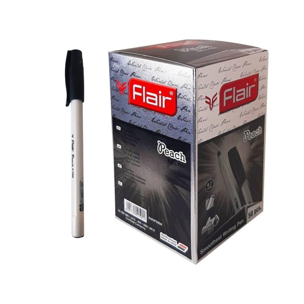 Flair Peach Smooth Writing Ball Pen Set of 50 pcs,Black