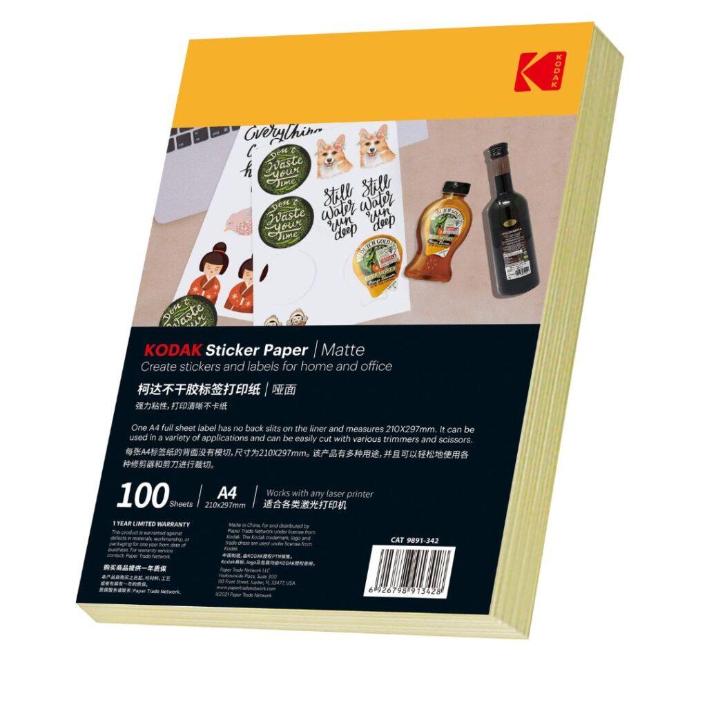 KODAK A4(210X297mm) Sticker Paper Matte-100 sheets