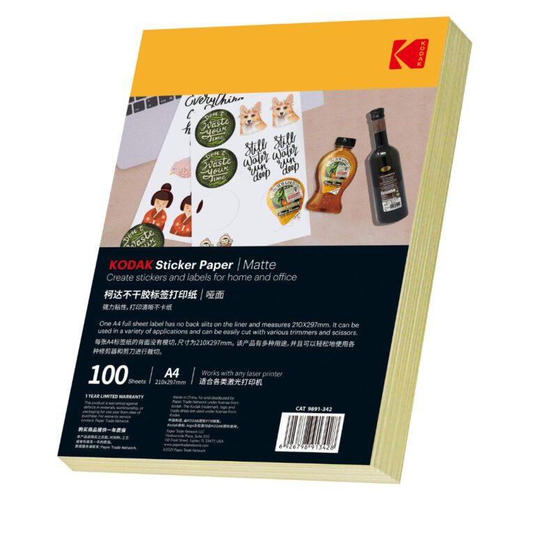 KODAK A4(210X297mm) Sticker Paper Matte-100 sheets