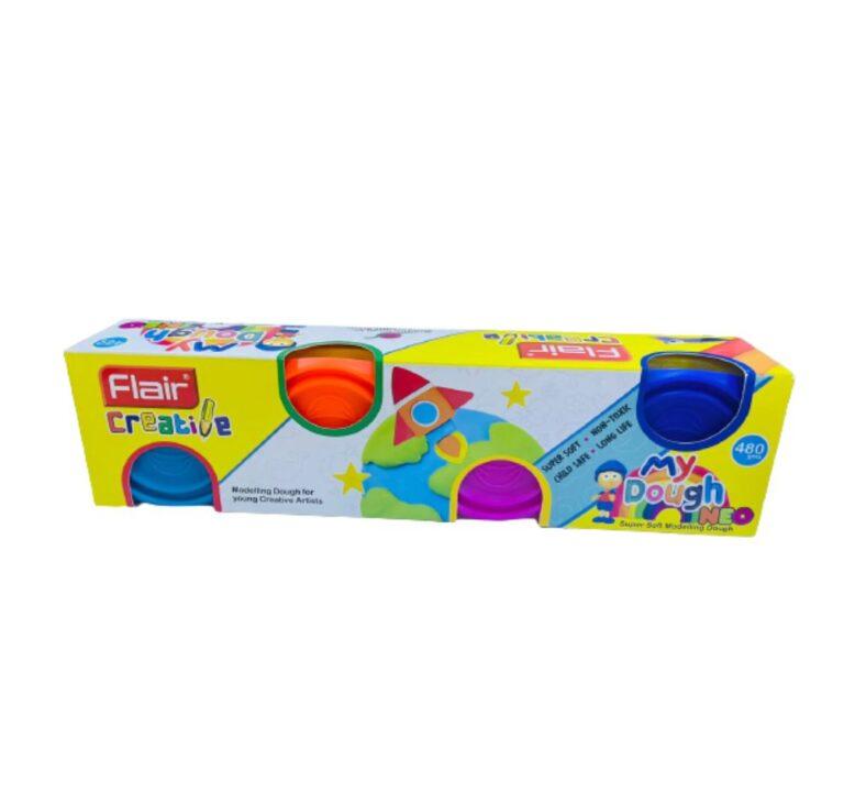 Flair Creative Non-Toxic and Child Safe Modelling Dough For Creative Artists,120gms x 4 Colors