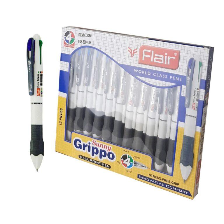 Flair Sunny Grippo Ball Point Pen 4 Colour in 1 Pen,Set of 12 Pcs