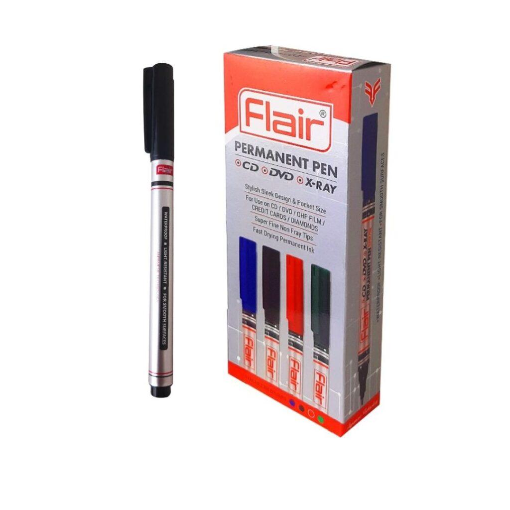 Flair Permanent Pen Set of 10 Pcs,Black