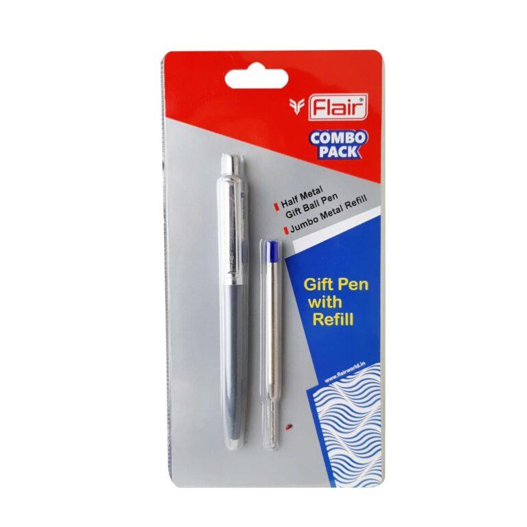 Flair Half Metal Ball Pen With Jumbo Metal Refill,Blue