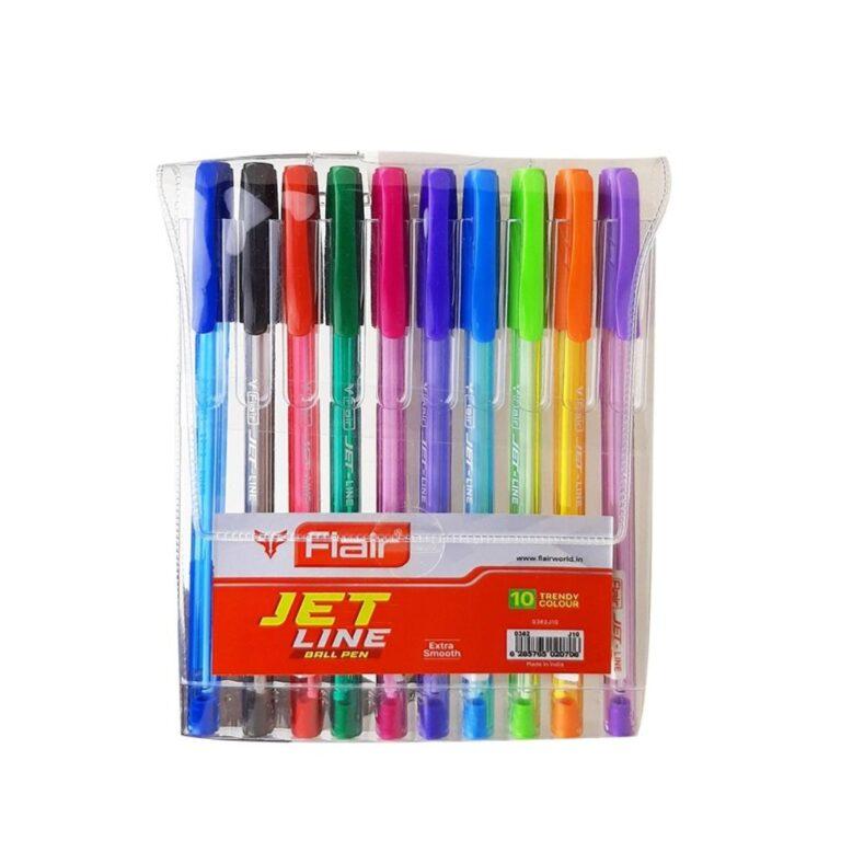 Flair Extra Smooth Jet Line Ball Pen Set of 10 Trendy Colour