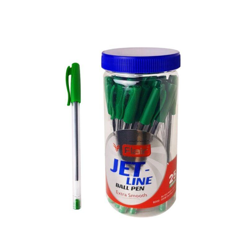 Flair Jet-Line Ball Pen Set of 25 Pcs,Green