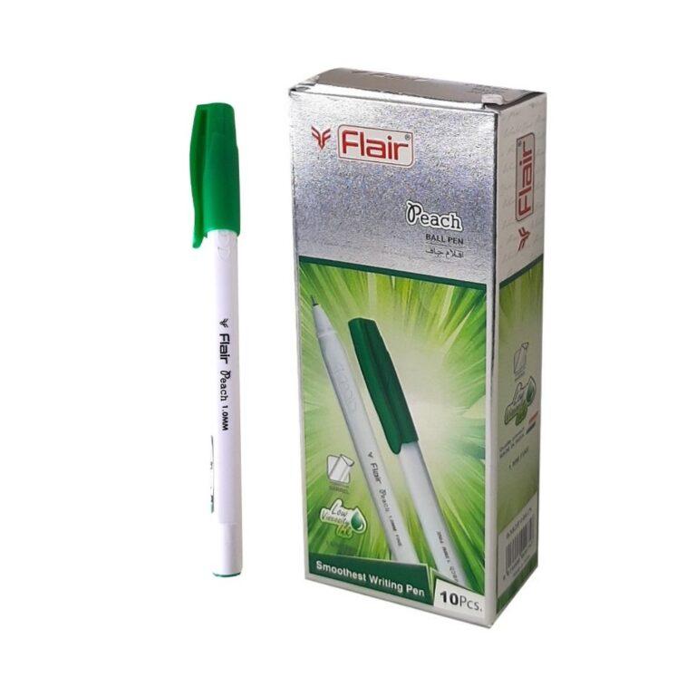 Flair Peach Ball Pen 1.0mm Set of 10 pcs,Green