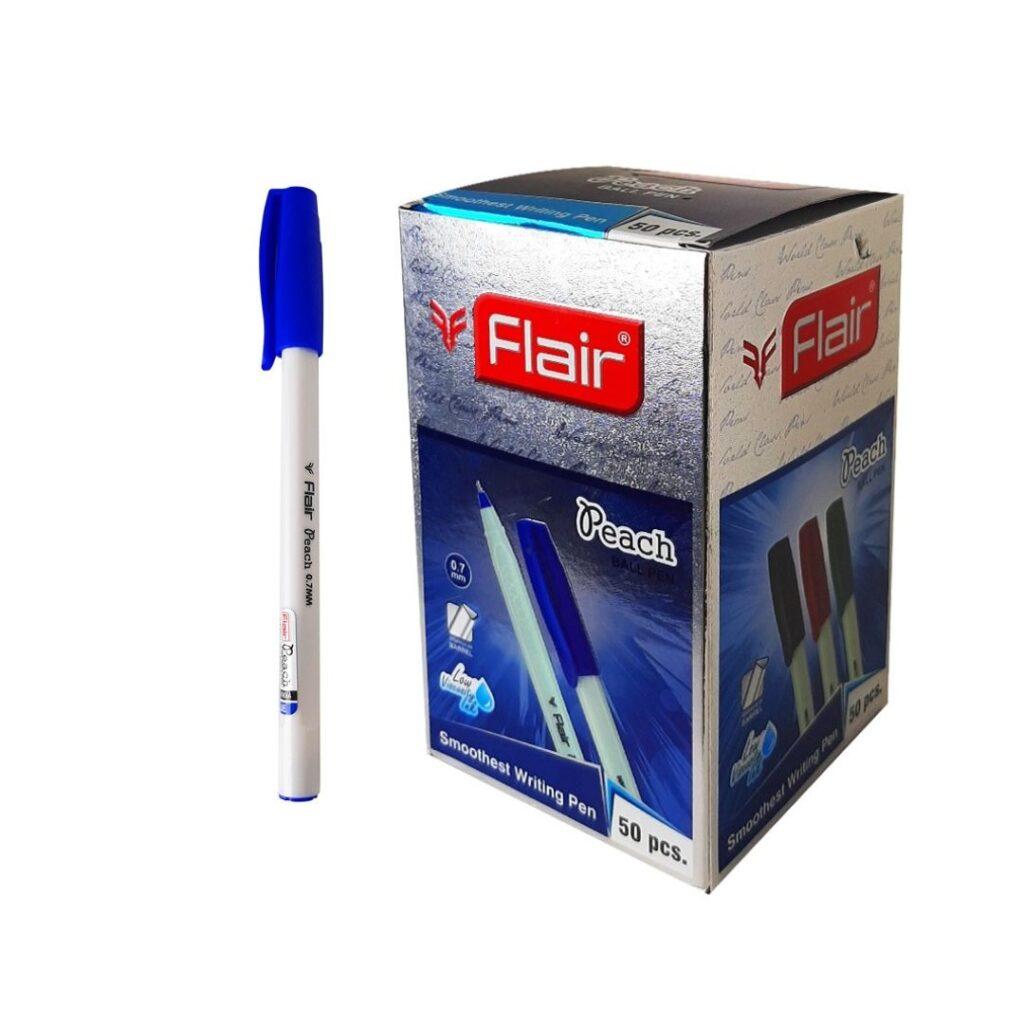 Flair Peach Smooth Writing Ball Pen Set of 50 pcs,Blue