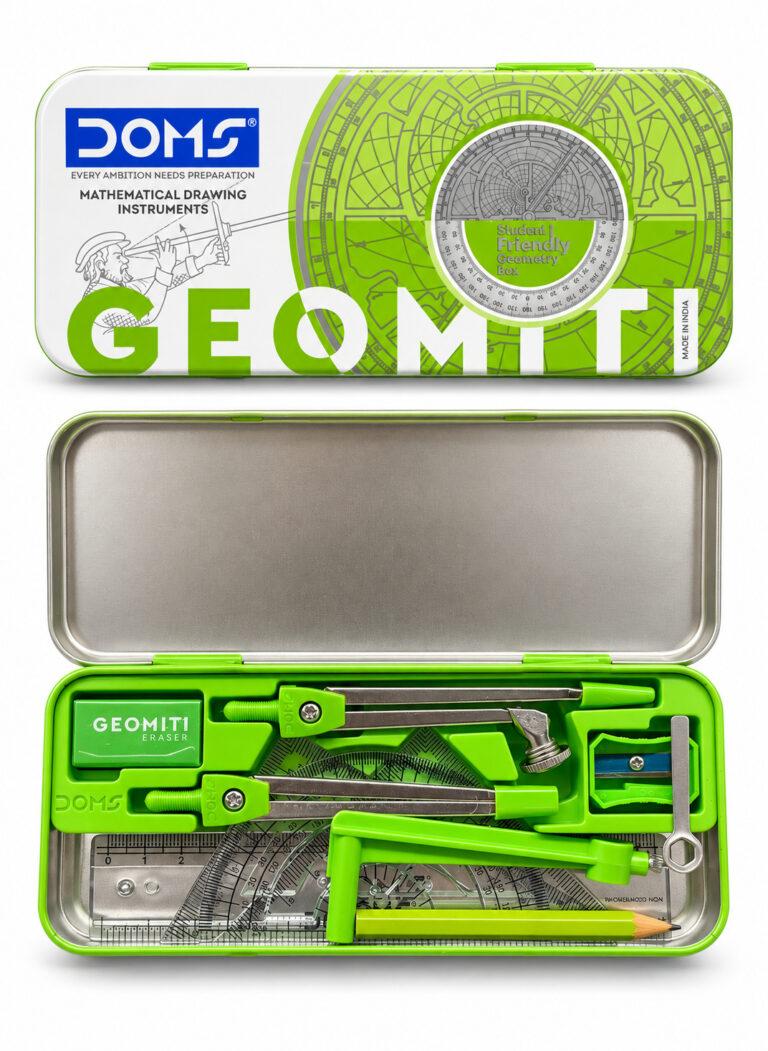 Student Geometry Set with Compass, Divider, Set Squares, Protractor, 15 cm Ruler & Extender, 10-Piece Set, Green