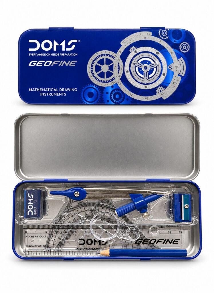 Geofine Mathematical Drawing Geometry Set with Compass, Divider, Set Squares, 180° Protractor & 15 cm Ruler, 9-Piece Set