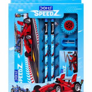Kids SpeedZ Stationery Kit with Tin Box, 12-Shade Wax Crayons, 2 Pencils, Ruler, Eraser & Sharpener, 1 Set