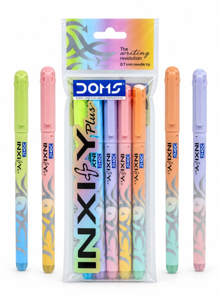 Inxify Plus 0.7 mm Needle Tip Ballpoint Pens, Blue Ink, 5 Colourful Designs, Pack of 5