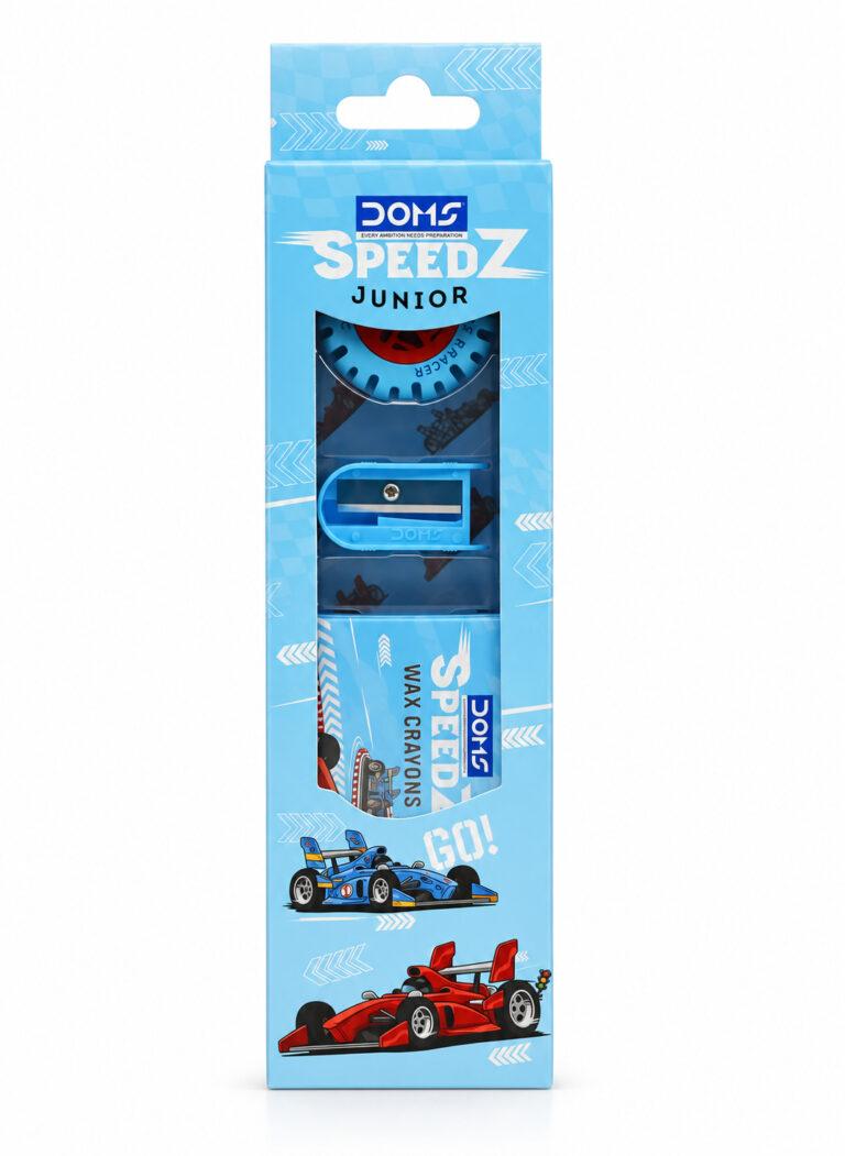 Kids SpeedZ Junior Art Kit with 10-Shade Wax Crayons, 2 Pencils, Eraser & Sharpener, 1 Set