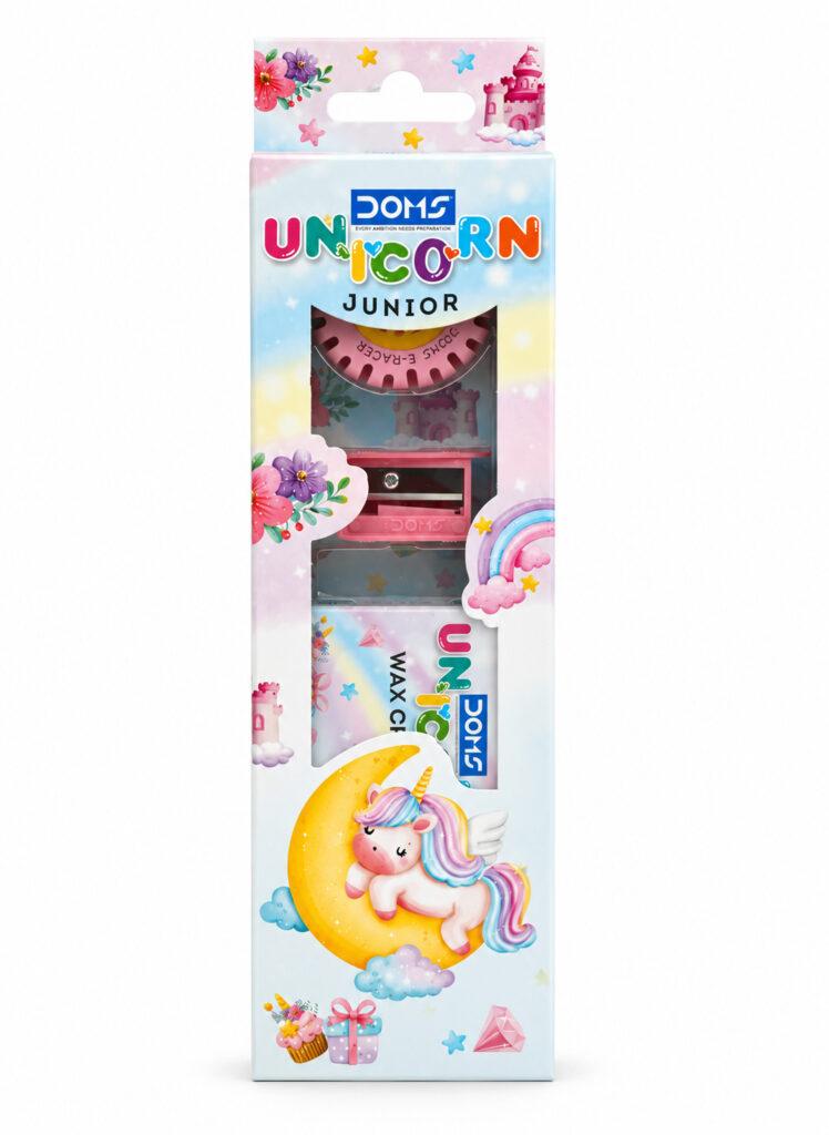 Kids Unicorn Junior Art Kit with 10-Shade Wax Crayons, 2 Pencils, Eraser & Sharpener, 1 Set