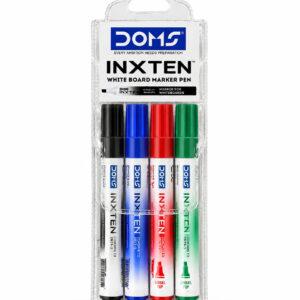 INXTEN Whiteboard Marker Pens with Chisel Tip 4 Assorted Colours Pack of 4