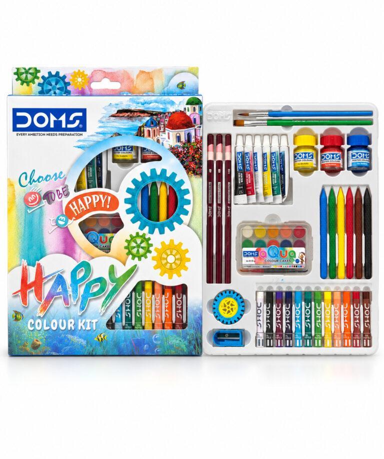 Happy Colour Kit with Water Colours, Crayons, Oil Pastels & Drawing Tools, 1 Set