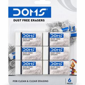 Dust-Free Erasers for Clean & Clear Pencil Mark Removal, 33 x 17 x 10 mm, Pack of 6