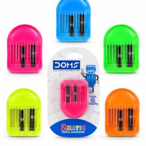 2Matic Pencil Sharpener for Long & Short Point Sharpening, Assorted Colours, 1 Piece