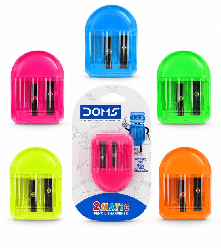 2Matic Pencil Sharpener for Long & Short Point Sharpening, Assorted Colours, 1 Piece