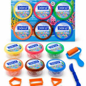 Modelling Dough Set, 6 Shades, 300 g with 6 Shape Toys, Hand Roller & Spatula, 1 Set