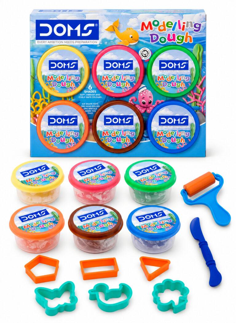 Modelling Dough Set, 6 Shades, 300 g with 6 Shape Toys, Hand Roller & Spatula, 1 Set