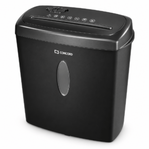 Black CONCORD CC410A paper shredder with oval bin window