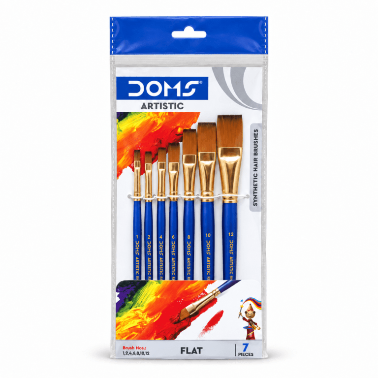 DOMS Synthetic Paint Brush Set (Flat, Pack of 7 x 1 Set)