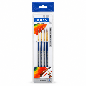 DOMS Artistic four round brushes in sizes 0, 2, 4 and 6 in retail pouch