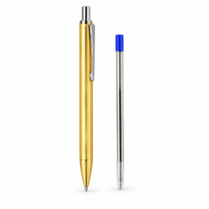 Gold Flair Duke pen with separate refill on a white background