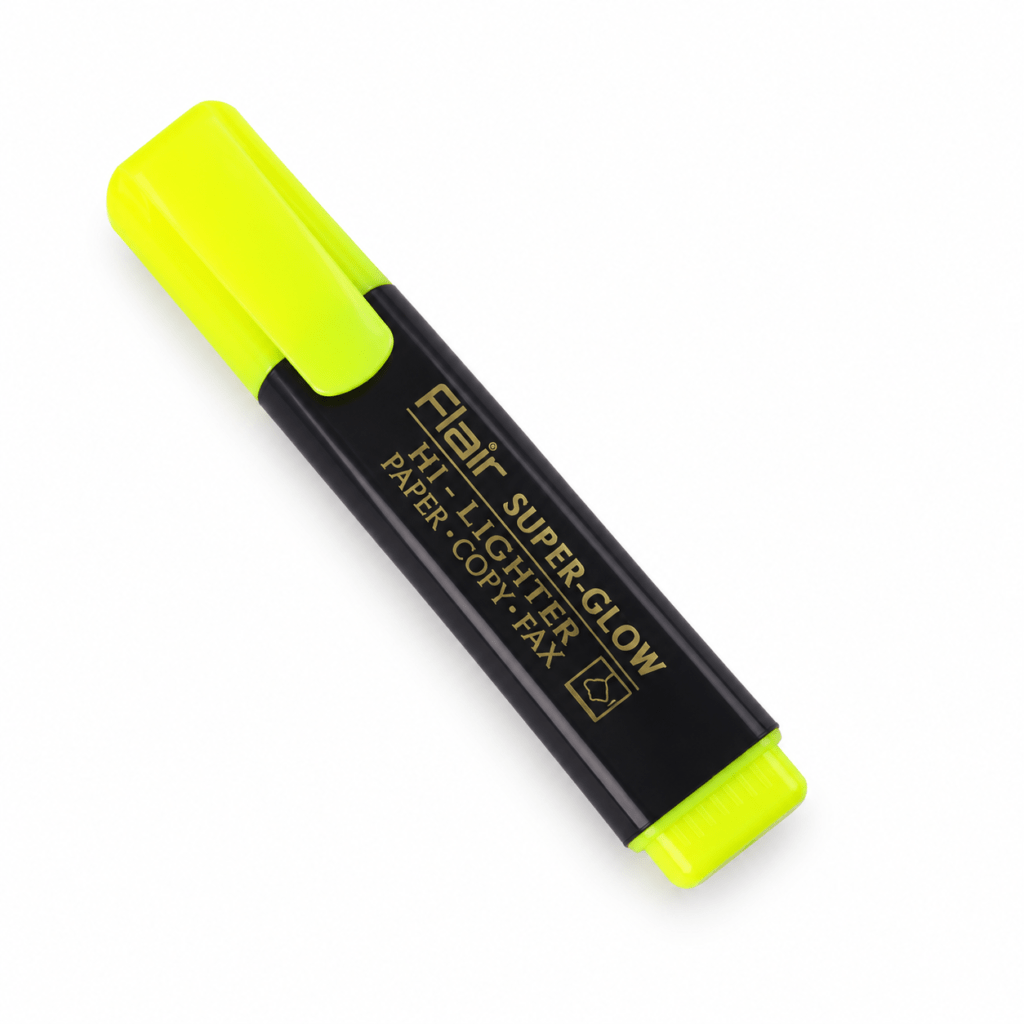 Flair Super Glow Chisel Tip Text Hi-lighters set of 10 ,yellow