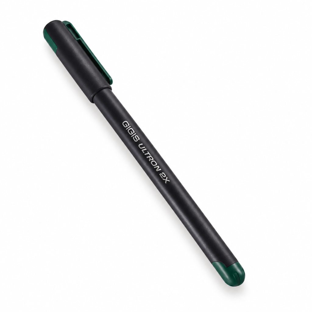 UNIMAX 12-Piece ULTRON 2X 0.7mm Ball Point Pen Set,Green