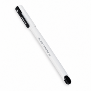 GIGIS Ultron 2X black ink ballpoint pen with white barrel and black clip
