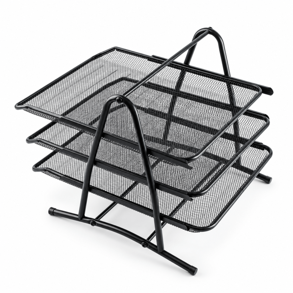MASCO Metal Three Tier Stationery Tray Black