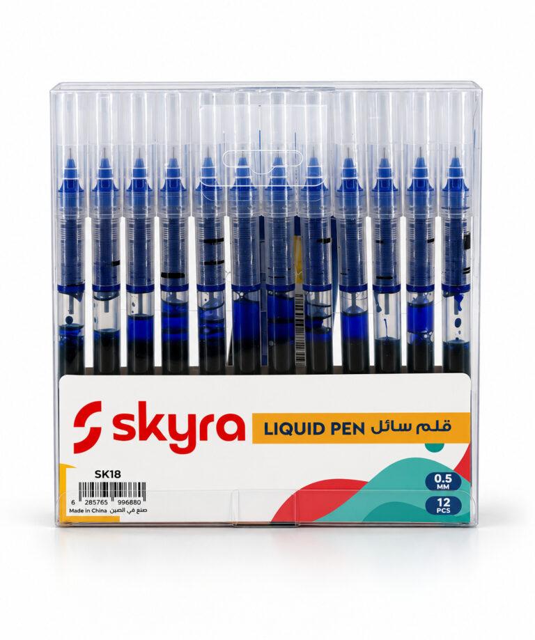 SK18 0.5 mm Liquid Pens with Blue Ink, Pack of 12