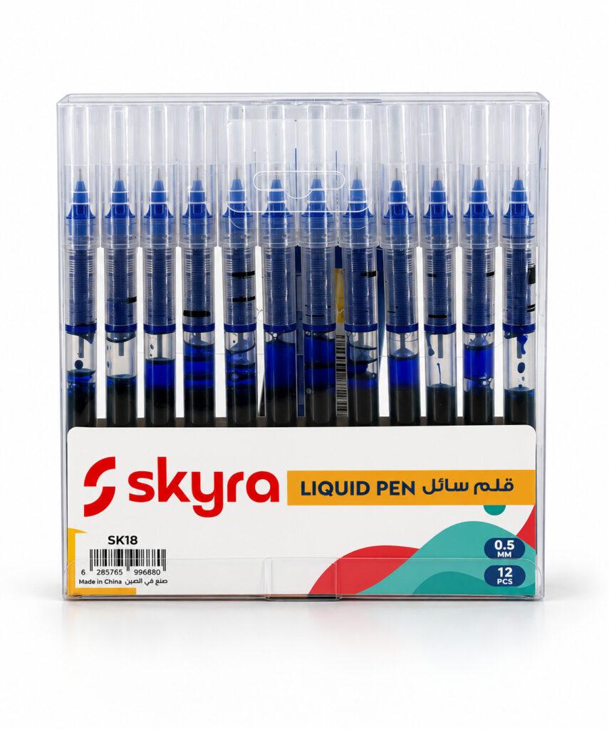 SK18 0.5 mm Liquid Pens with Blue Ink, Pack of 12
